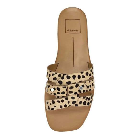 Dolce Vita Cait Leopard Cow Fur Slide Sandals Size 6M - Picture 5 of 11